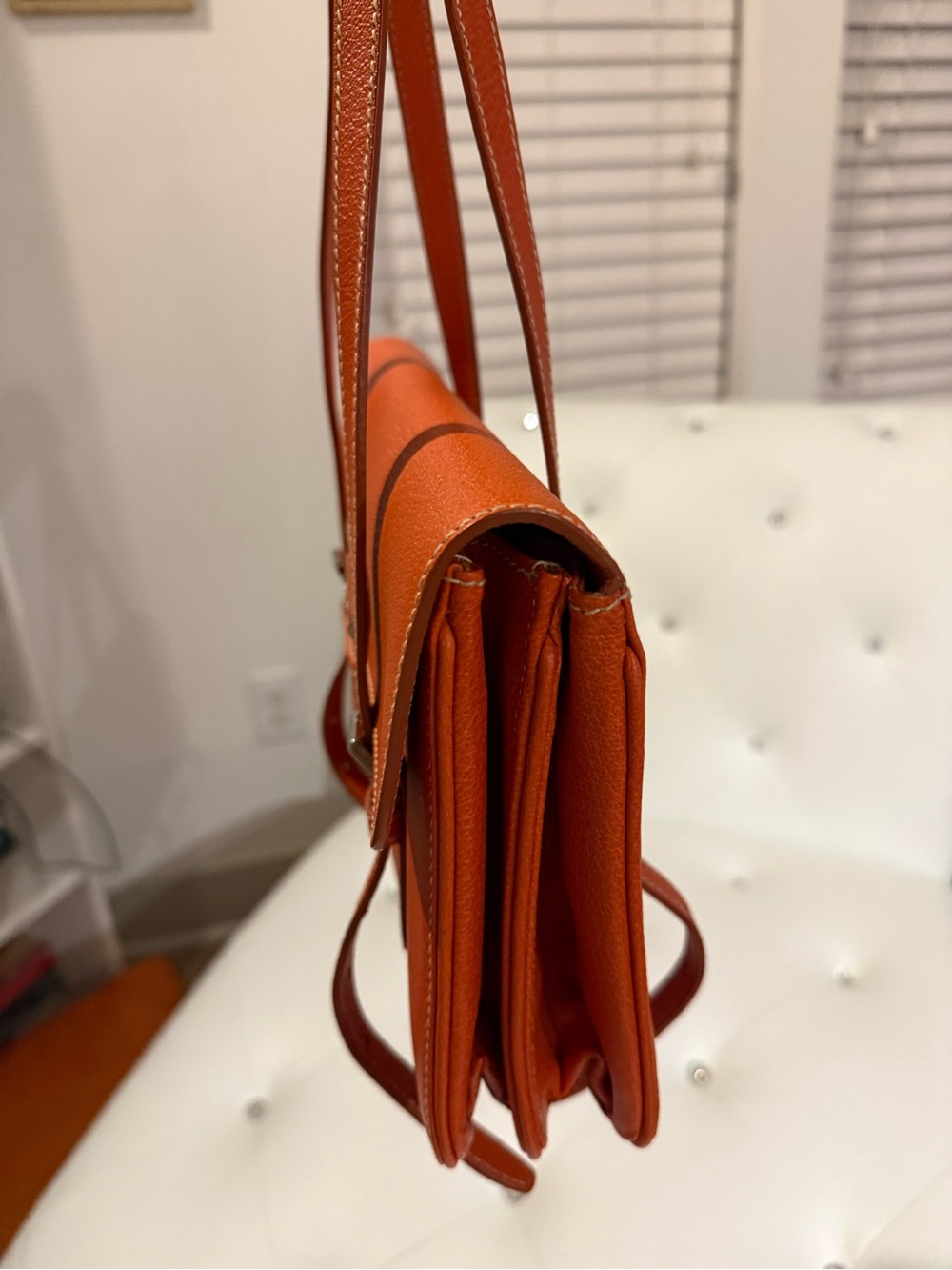Prada Orange Double-Strap Leather Shoulder Bag - Vintage - Picture 13 of 13